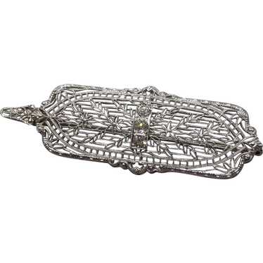 14k Filigree Diamond Pendant/Brooch