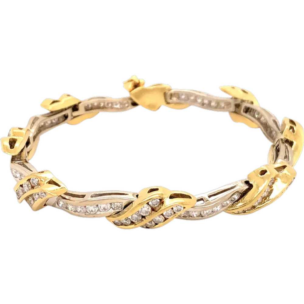 18k Yellow and White Gold Diamond Bracelet - image 1