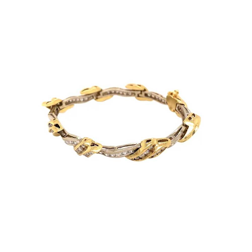 18k Yellow and White Gold Diamond Bracelet - image 2