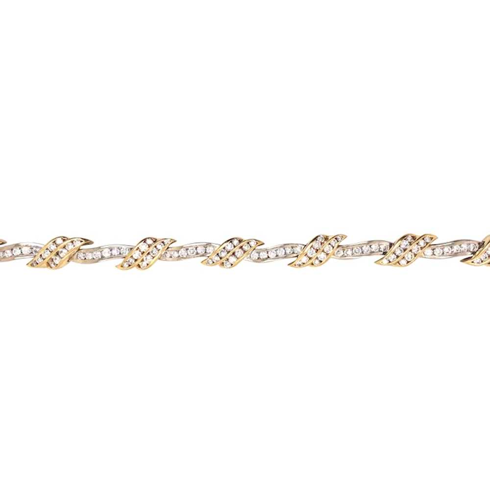 18k Yellow and White Gold Diamond Bracelet - image 4