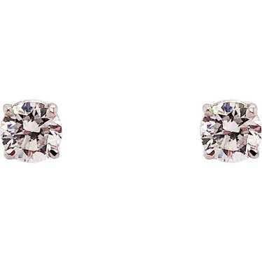 14k White Gold Diamond Stud Earrings - image 1