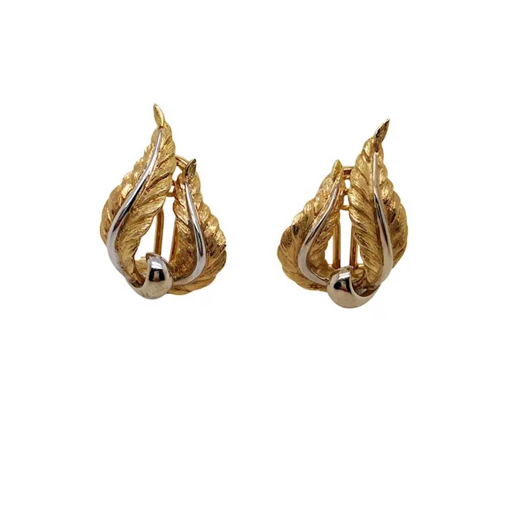 18K Yellow and White Gold Clip Earring. - image 4