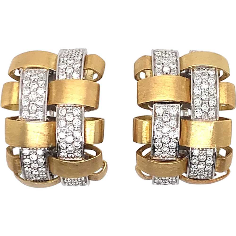 Garavelli 18K Yellow and White Gold Diamond Earri… - image 1