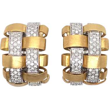 Garavelli 18K Yellow and White Gold Diamond Earri… - image 1