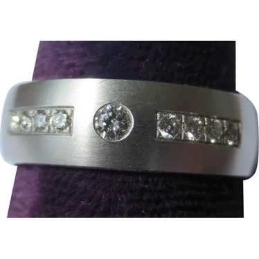 Vintage 14k White Gold Diamond Mens Engagement Rin