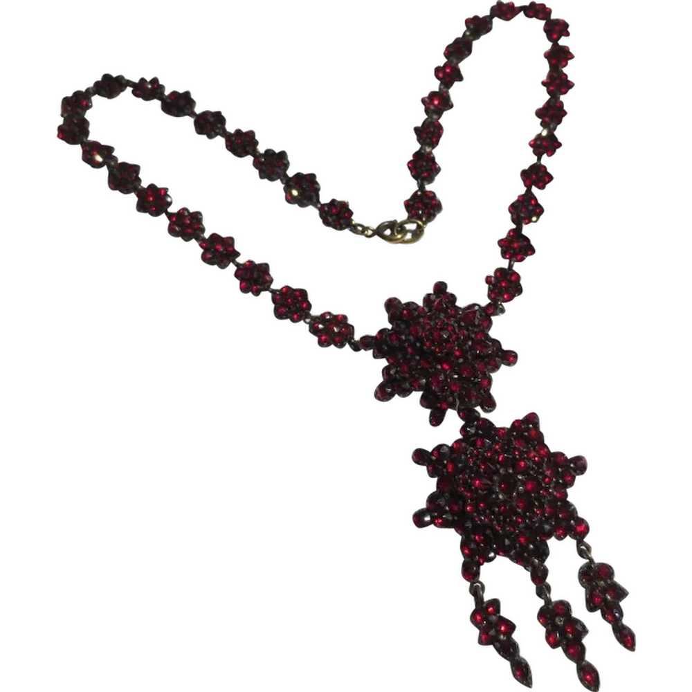 Victorian Bohemian Rose Cut Garnet Silver necklace - image 1