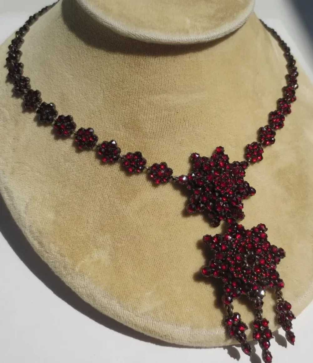 Victorian Bohemian Rose Cut Garnet Silver necklace - image 2