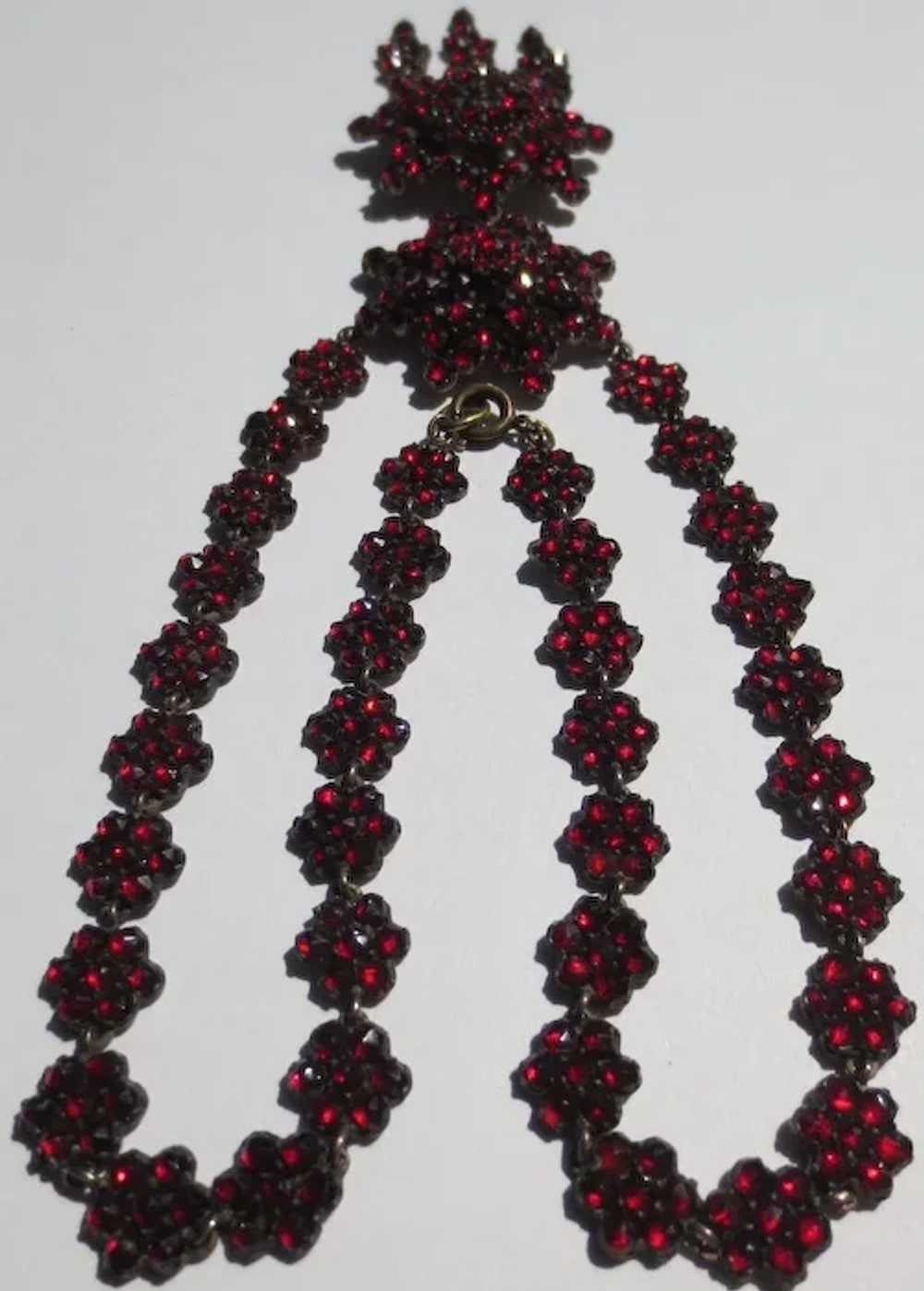 Victorian Bohemian Rose Cut Garnet Silver necklace - image 3