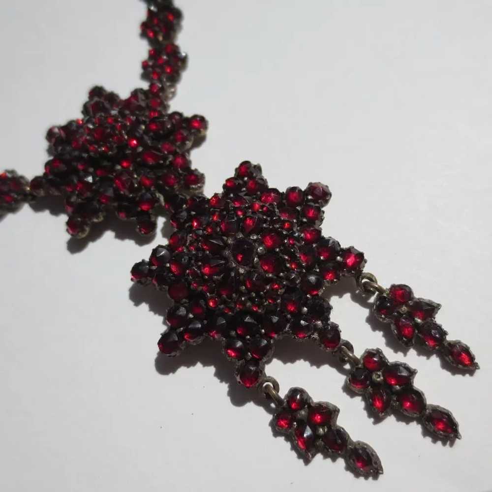 Victorian Bohemian Rose Cut Garnet Silver necklace - image 4