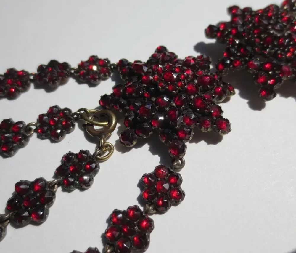 Victorian Bohemian Rose Cut Garnet Silver necklace - image 7