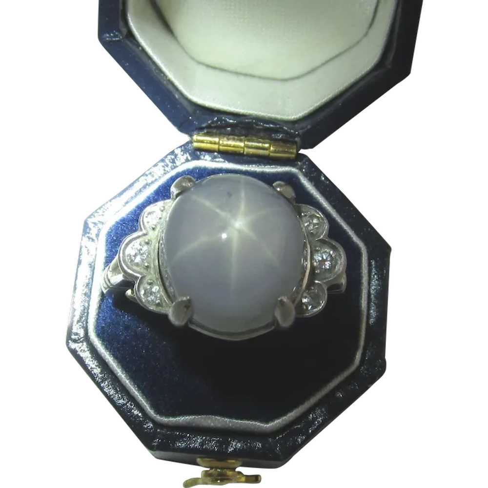 Platinum Star Sapphire Ring, 18ct Sapphire, Ring … - image 1