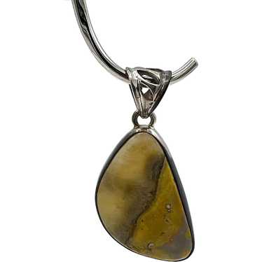 Bumblebee Jasper Cabochon Pendant - Sterling Silv… - image 1