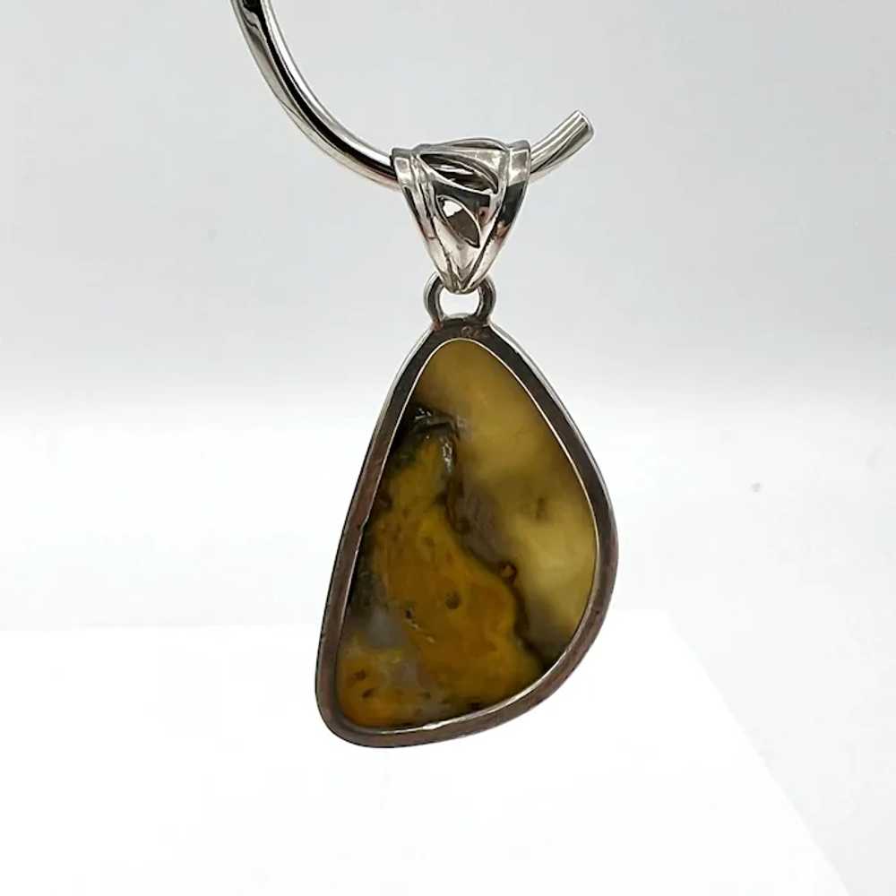 Bumblebee Jasper Cabochon Pendant - Sterling Silv… - image 2