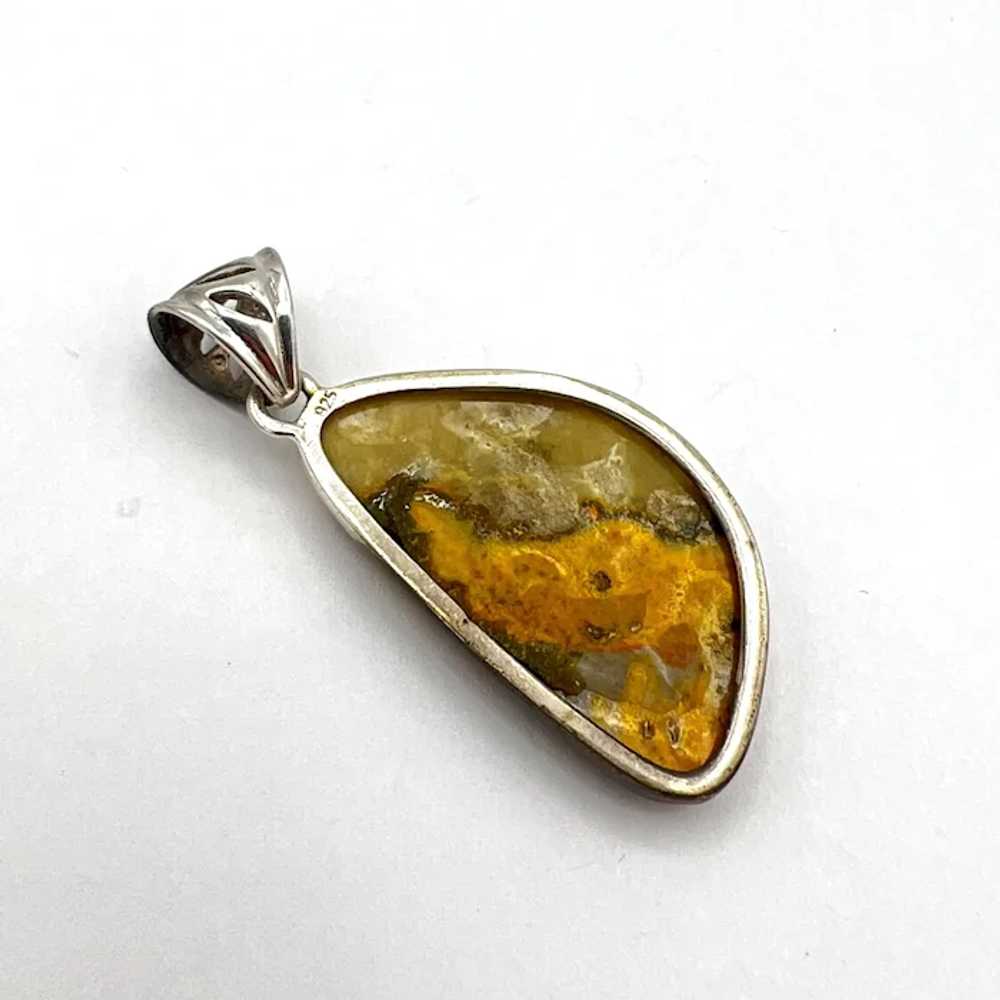 Bumblebee Jasper Cabochon Pendant - Sterling Silv… - image 4