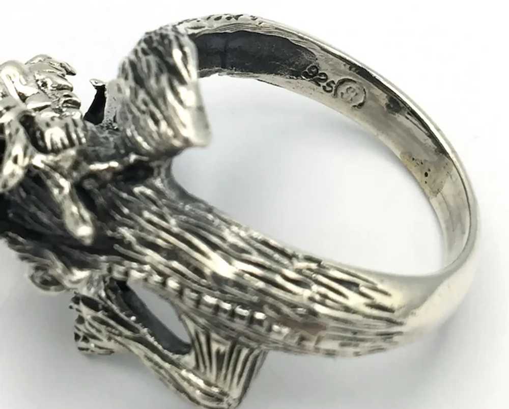 Dragon Ring w/ Red Eyes - Sterling Silver - image 4