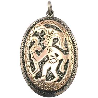 Aztec - Sterling and 10K Gold Pendant