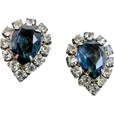 Faux Sapphire Marquise Stones Bordered by Crystal… - image 1