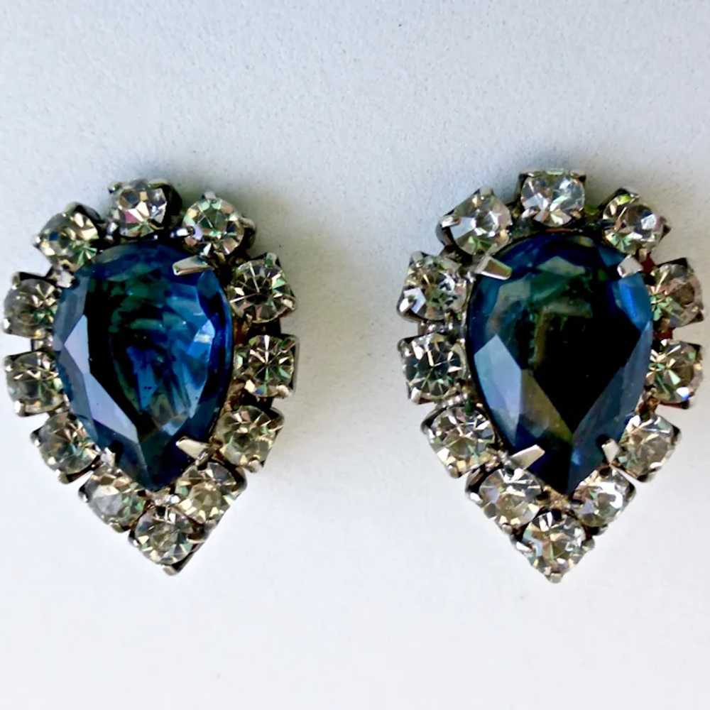 Faux Sapphire Marquise Stones Bordered by Crystal… - image 2