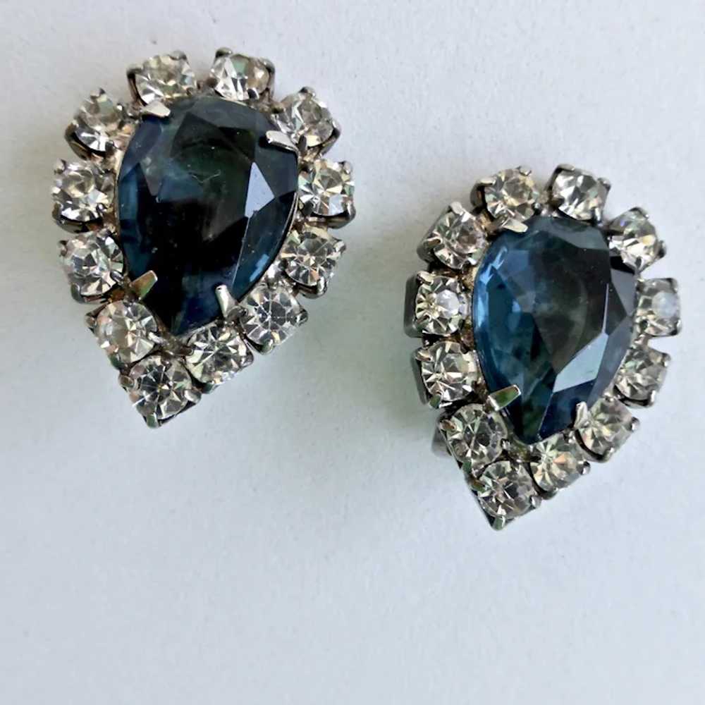 Faux Sapphire Marquise Stones Bordered by Crystal… - image 3