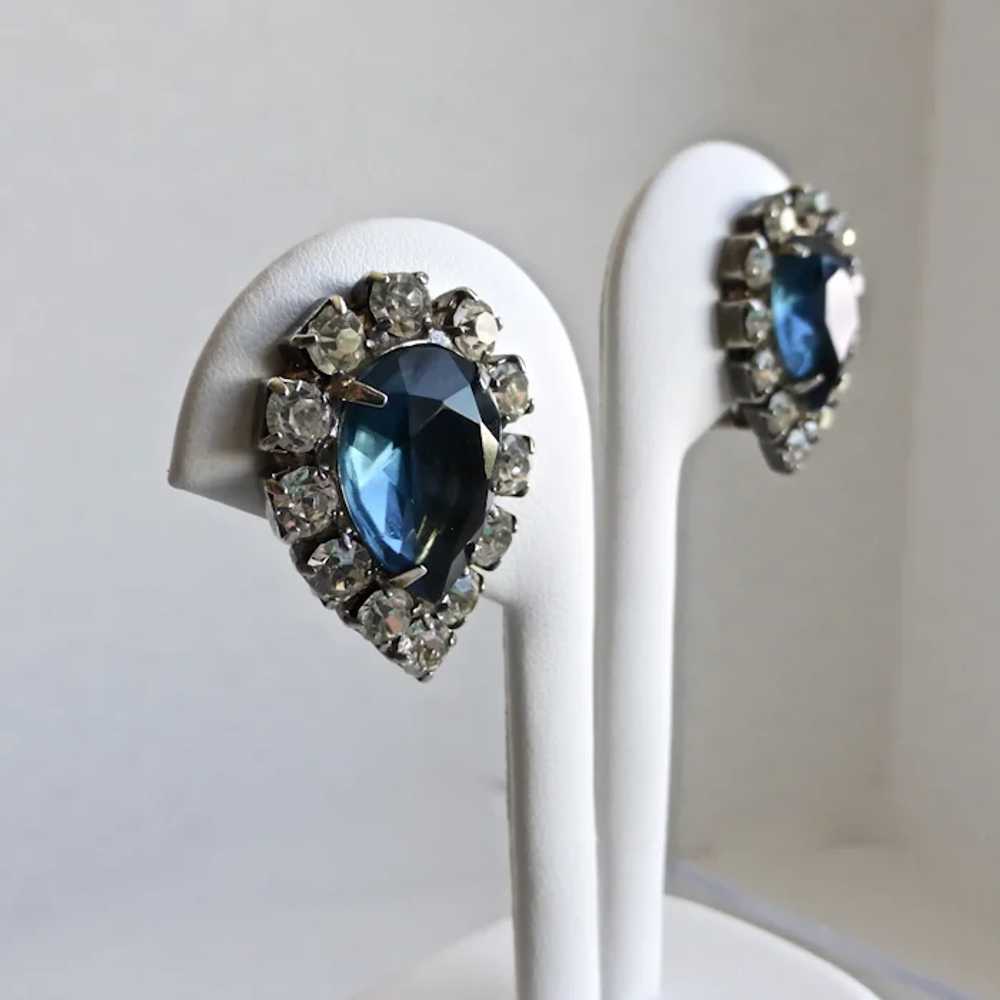 Faux Sapphire Marquise Stones Bordered by Crystal… - image 4