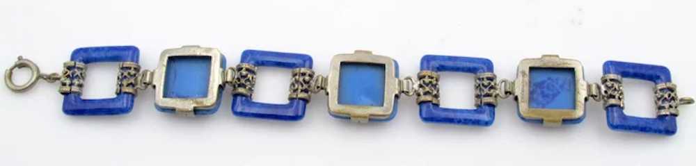 Signed Czechoslovakia Blue Faux Lapis Bracelet - image 5