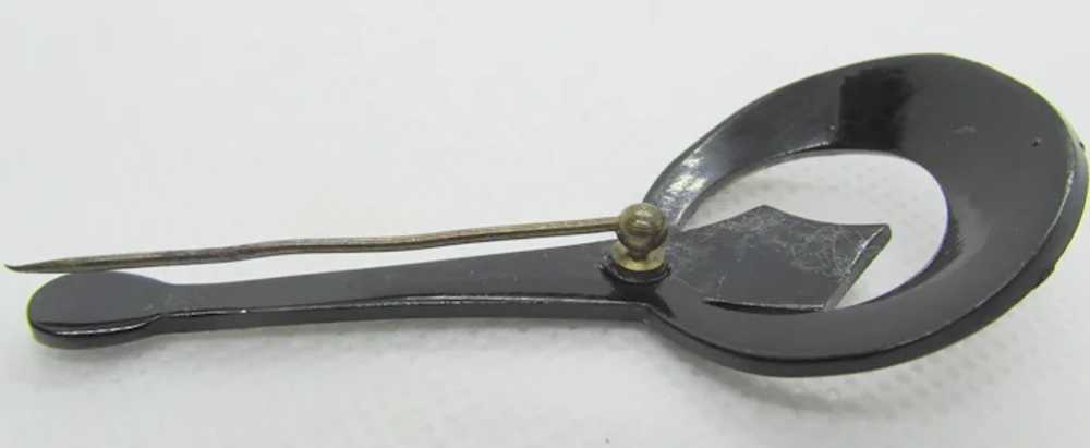 Art Deco Black Celluloid Rhinestone Hat Flash Pin… - image 3