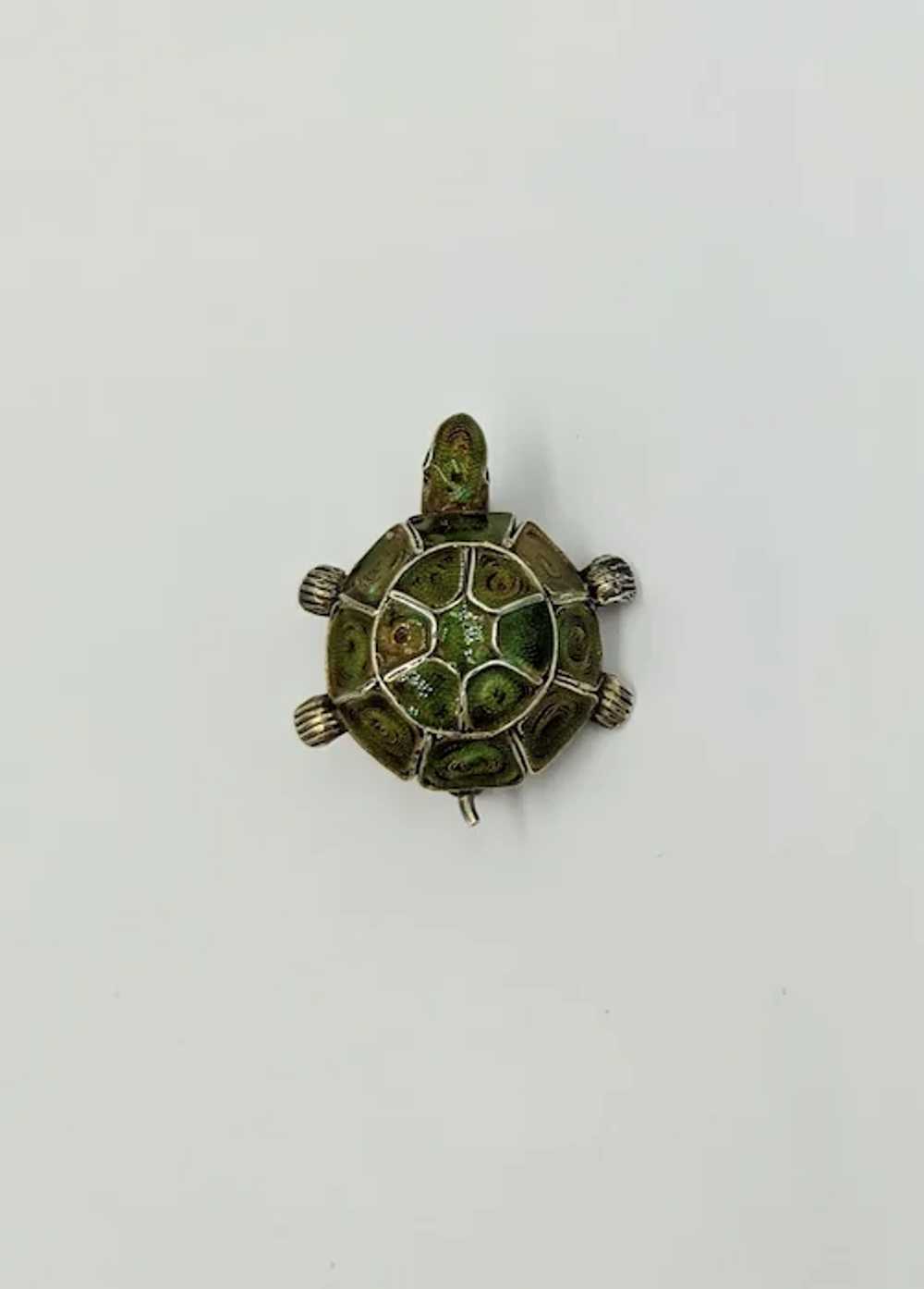 Adorable 800 Silver Plique-A-Jour Vintage Tortois… - image 6