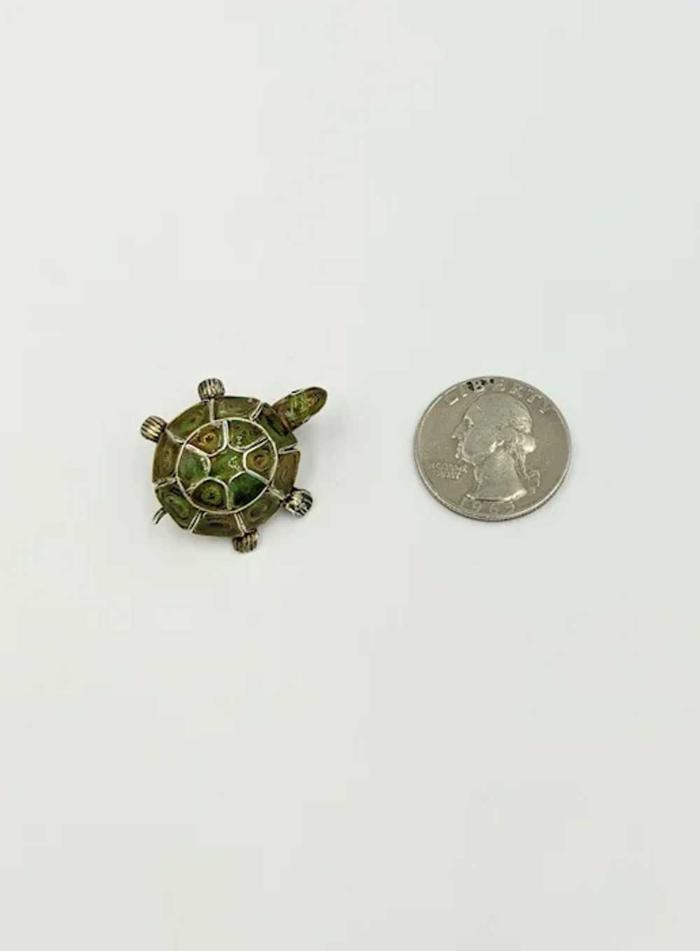 Adorable 800 Silver Plique-A-Jour Vintage Tortois… - image 8