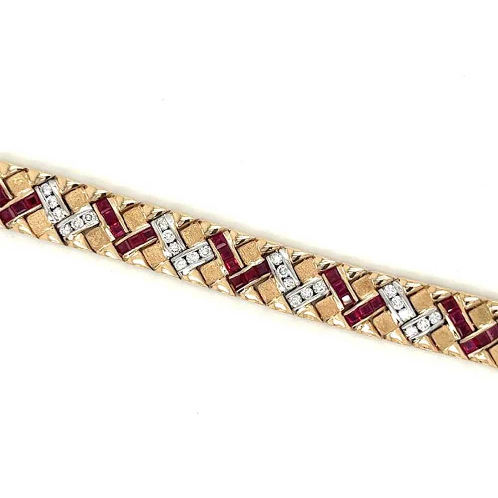 Matte Finish Ruby & Diamond Cluster Bracelet in 1… - image 2