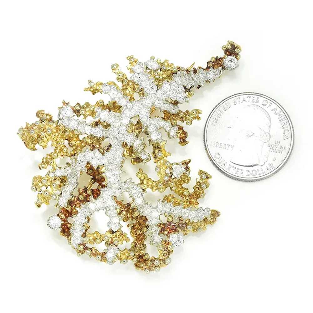 Vintage Diamond Sea Anemone Brooch Pin 18K Two To… - image 4