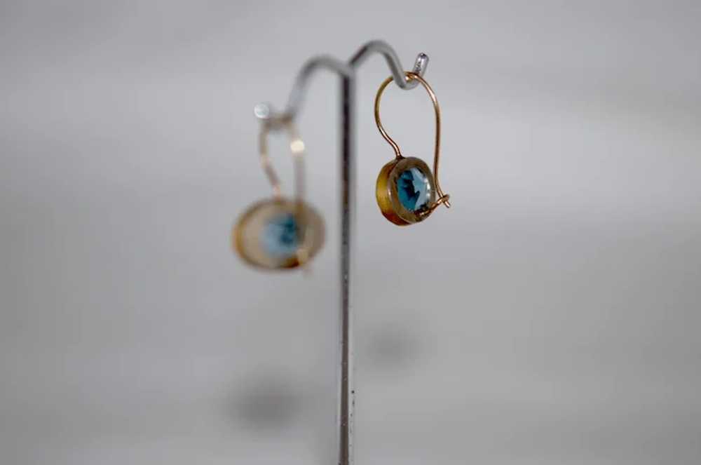 24K Gold Wrapped Blue Kyanite Gem Dangle Earrings - image 4