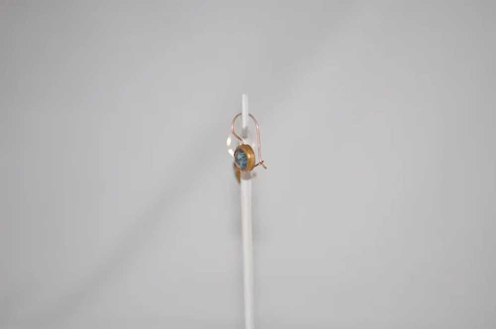 24K Gold Wrapped Blue Kyanite Gem Dangle Earrings - image 5
