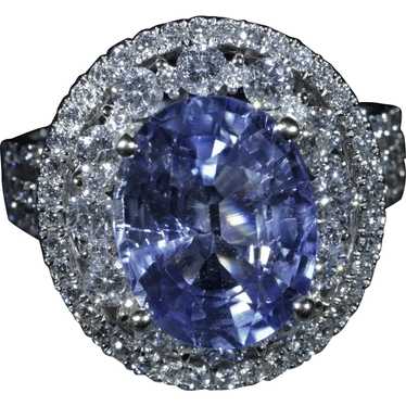 Light Cornflower Blue Natural Sapphire Halo Ring