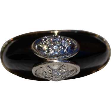 Mid Century Modern Onyx and Diamond Ring