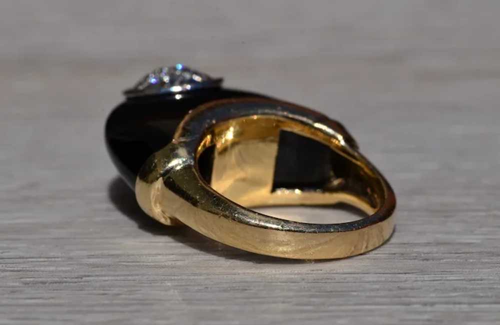 Mid Century Modern Onyx and Diamond Ring - image 3