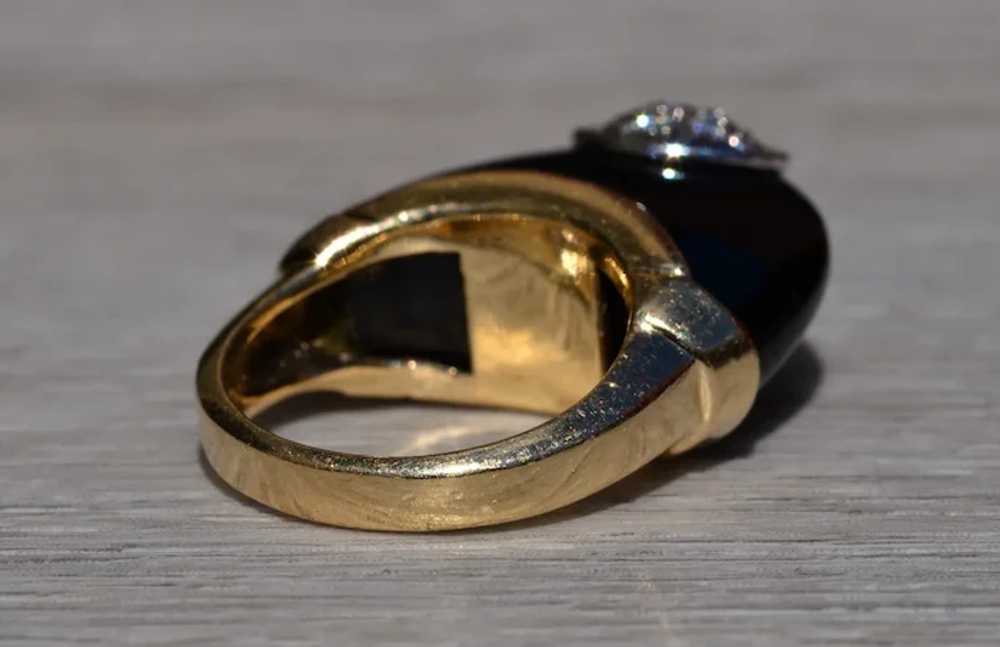 Mid Century Modern Onyx and Diamond Ring - image 4