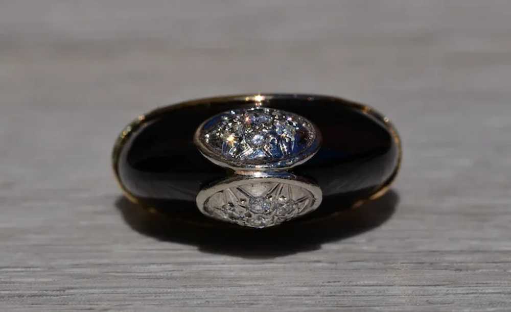 Mid Century Modern Onyx and Diamond Ring - image 6