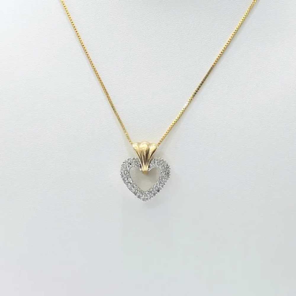 Lady's Vintage 14K Heart Shaped Diamond Pendant - image 2