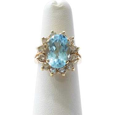 Lady's Vintage 14K Topaz & Diamond Ring - image 1