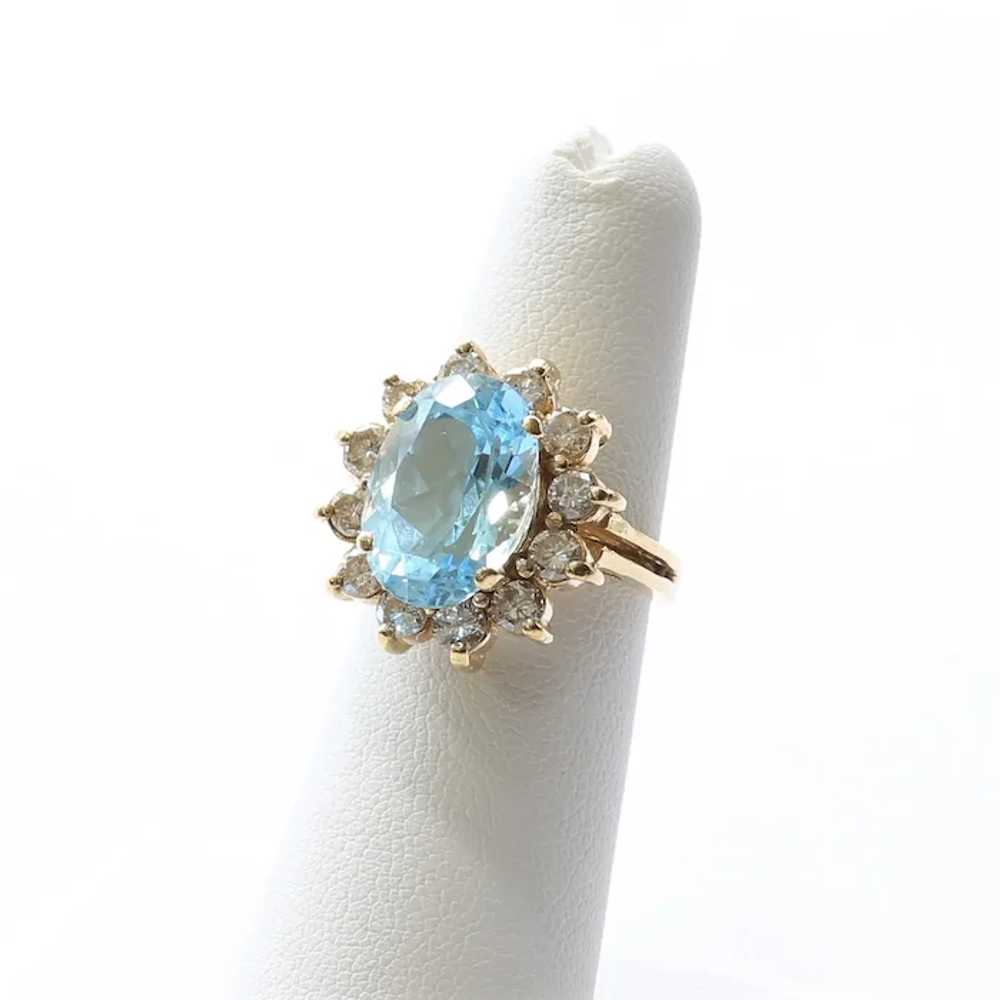 Lady's Vintage 14K Topaz & Diamond Ring - image 2