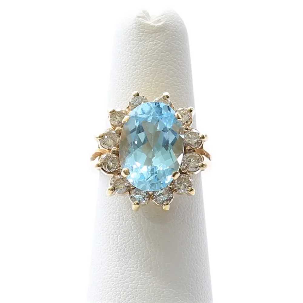 Lady's Vintage 14K Topaz & Diamond Ring - image 3