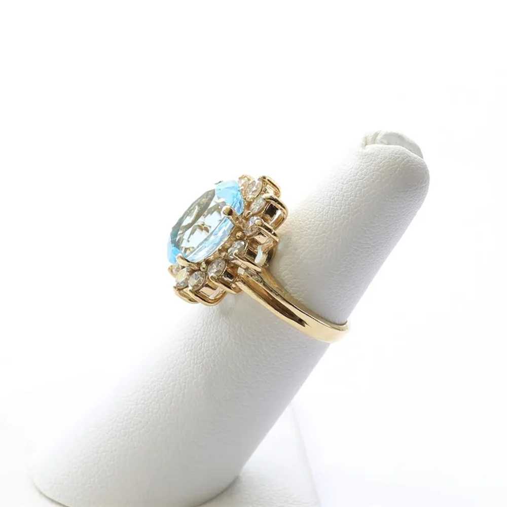 Lady's Vintage 14K Topaz & Diamond Ring - image 4