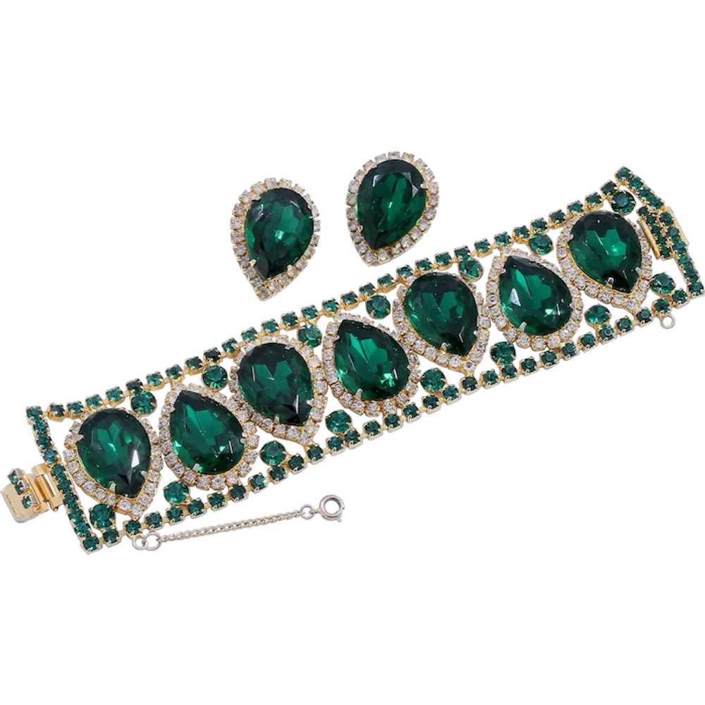 Magnificent 1950s Hattie Carnegie Emerald Green R… - image 1