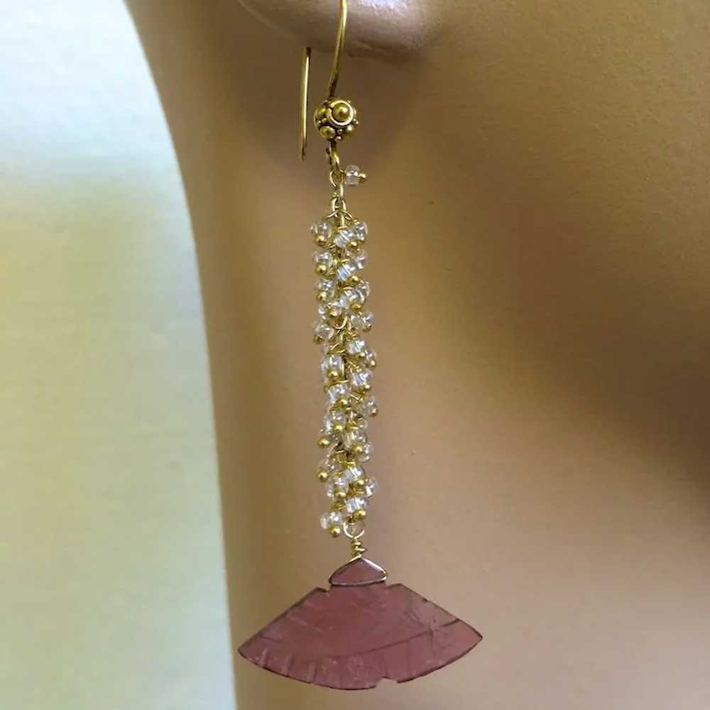 Pink Tourmaline carved vermeil bridal earrings Ca… - image 7