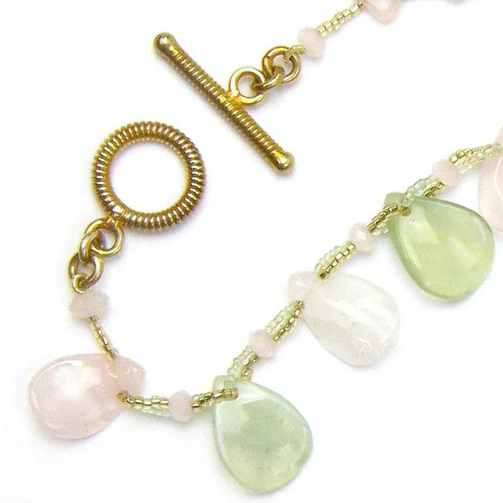 New Jade and Rose Quartz Necklace  w/ Carved Shoe… - image 4