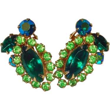 Beau Jewels Green Marquise Rhinestone Clip Earring