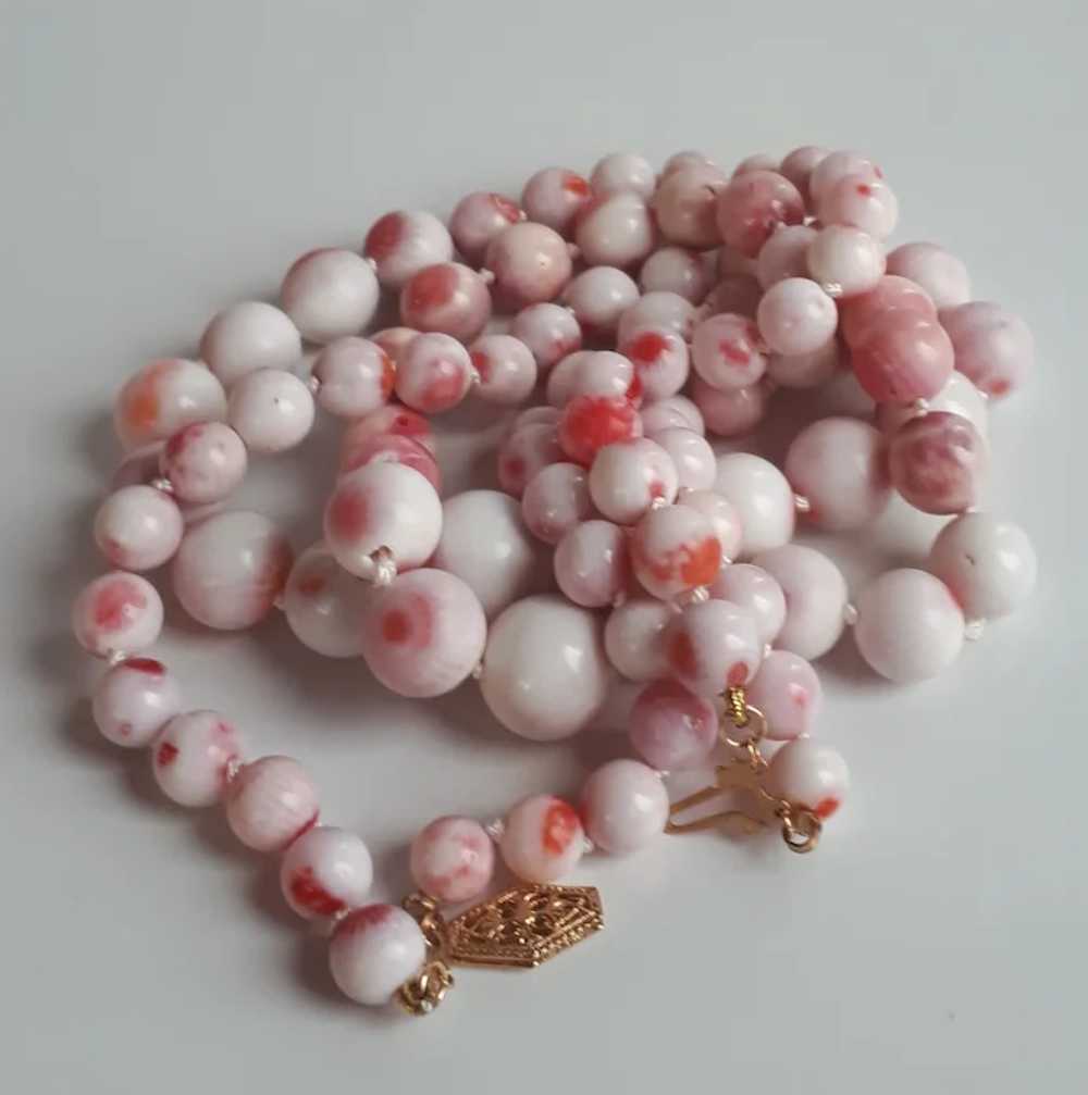 110 gr 15 mm Vintage pink and white Japanese Momo… - image 10
