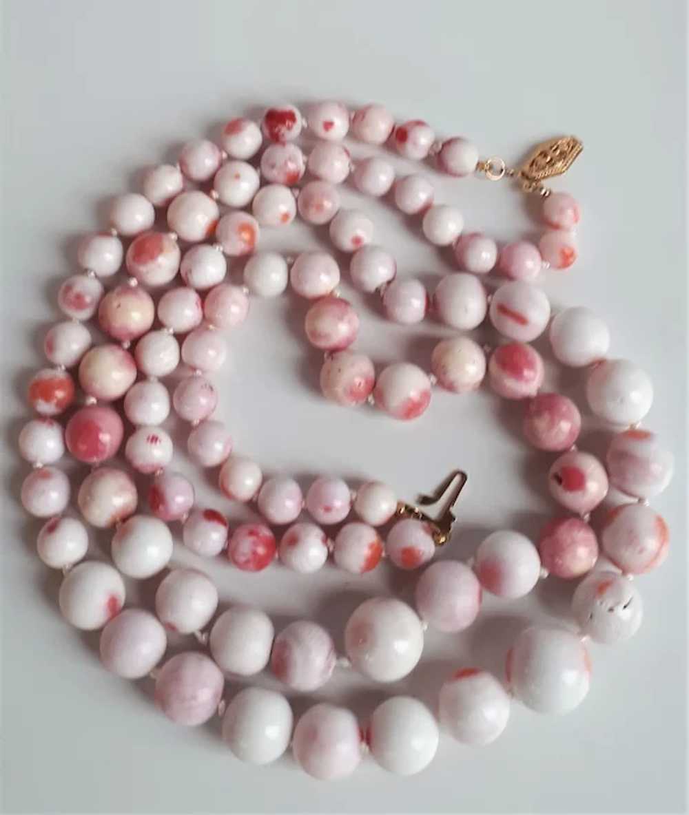 110 gr 15 mm Vintage pink and white Japanese Momo… - image 3