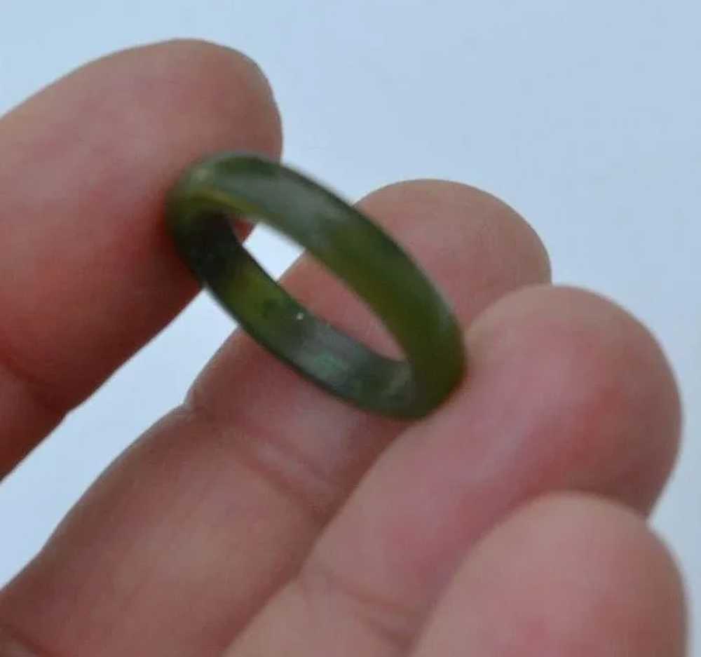 Hand carved semi - translucent spinach green jade… - image 3