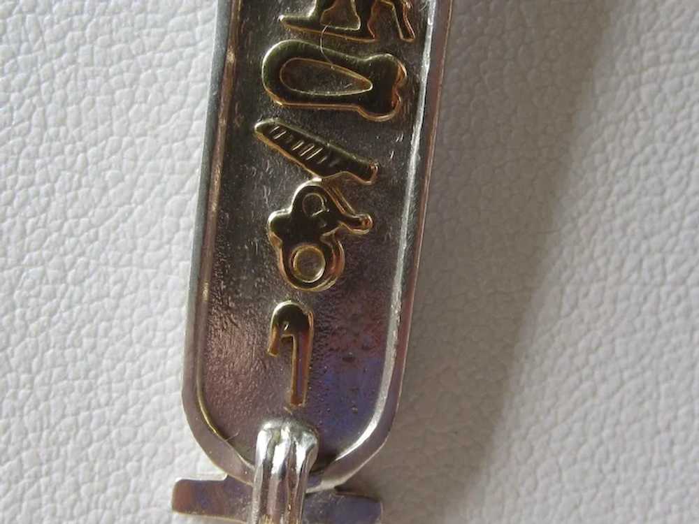 Vintage Sterling Silver Egyptian Cartouche Pendan… - image 6